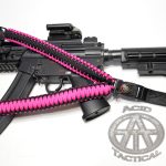 HOT PINK - Paracord Single Point Tactical Rifle Sling with compass, flint, whistle buckle.