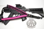 HOT PINK - Paracord Single Point Tactical Rifle Sling with compass, flint, whistle buckle.