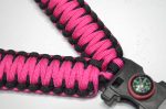HOT PINK - Paracord Single Point Tactical Rifle Sling with compass, flint, whistle buckle. - Image 5
