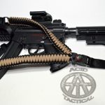 TAN / BLACK - Paracord Single Point Tactical Rifle Sling with compass, flint, whistle buckle.