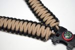 TAN / BLACK - Paracord Single Point Tactical Rifle Sling with compass, flint, whistle buckle. - Image 3